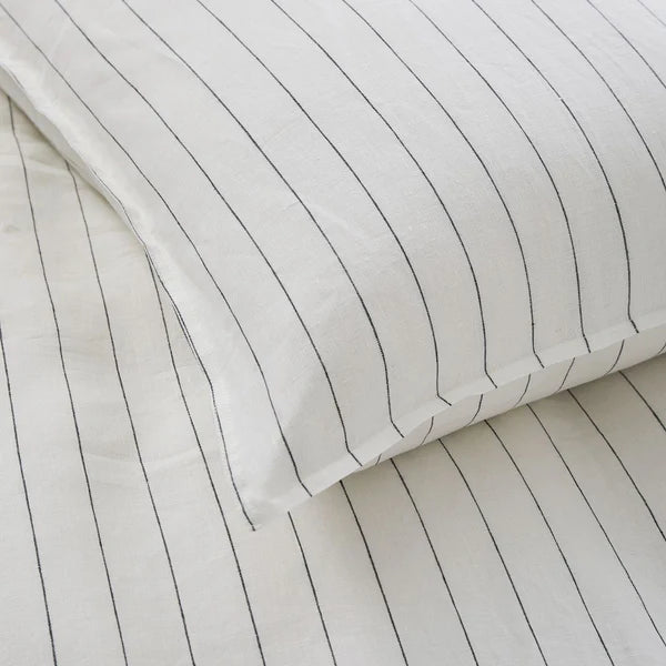 Linen Pinstripe Duvet Cover Set